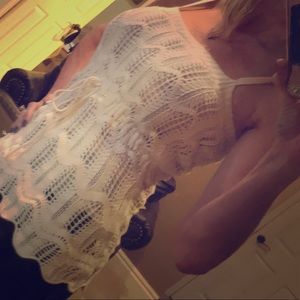 Cream crochet tank